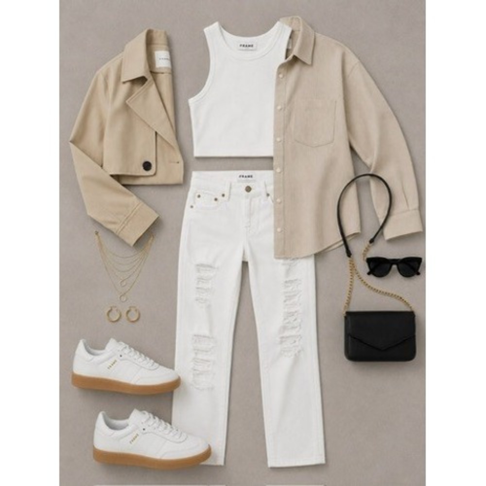 FRAME Le Skinny de Jeanne Distressed White Skinny Jeans Waist 26